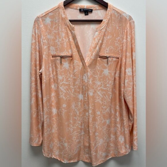 INC International Concepts Peach Floral Blouse - Picture 1 of 5